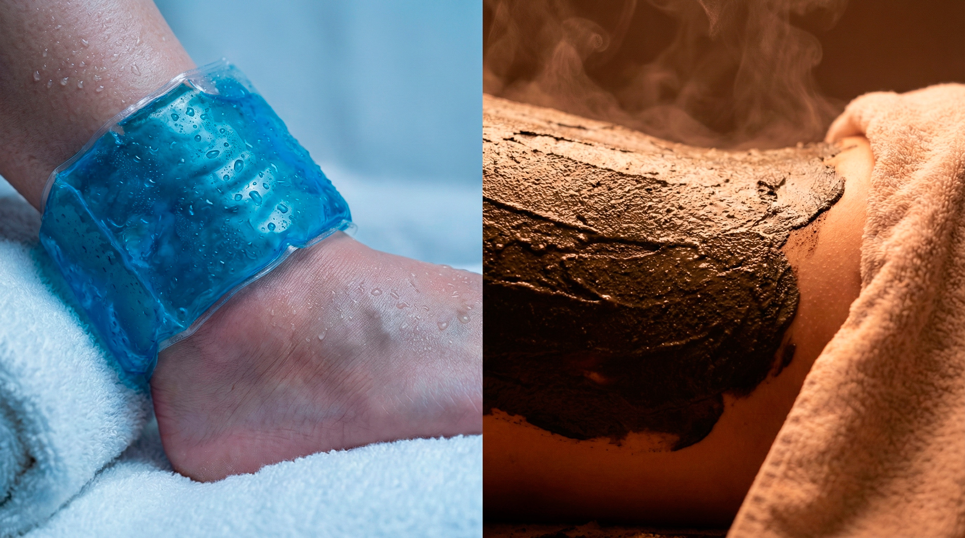 Thermotherapie im Vergleich: Kältepackung bei Schwellungen und Fango-Wärmebehandlung bei Muskelverspannungen in Dortmund.